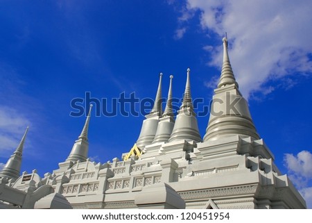White pagoda group at Asokaram temple, Thailand