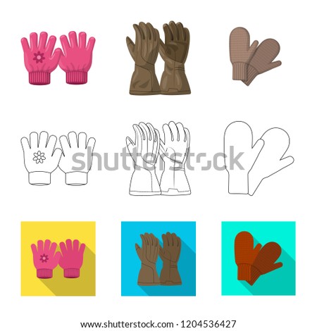 Vector illustration of glove and winter icon. Set of glove and equipment stock vector illustration.