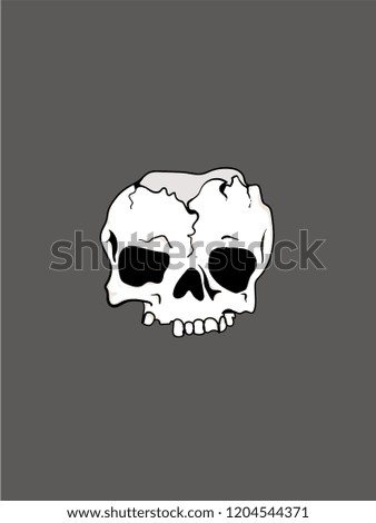 Halloween. Broken white skull, Vector art design