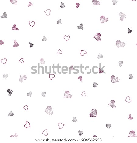 Dark Purple vector seamless template with doodle hearts. Decorative shining illustration with hearts on abstract template. Pattern can be used for valentine's ad, booklets.