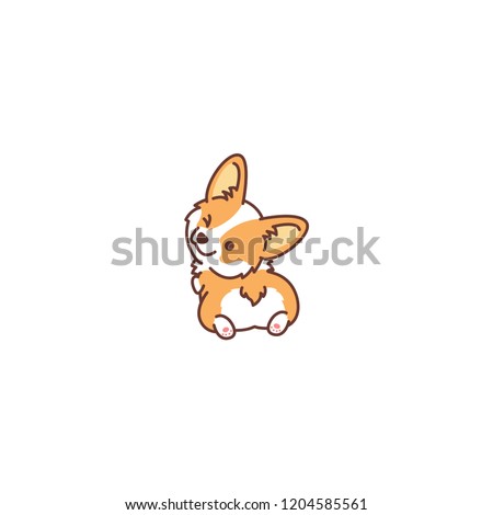Cute corgi dog looking back and winking, vector illustration Royalty-Free Stock Photo #1204585561