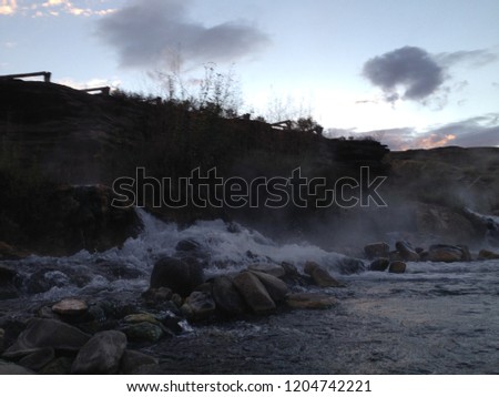 Boiling water free hot springs open to the public at the North entrance of Yellowstone National Park near Mammoth Springs and Gardiner