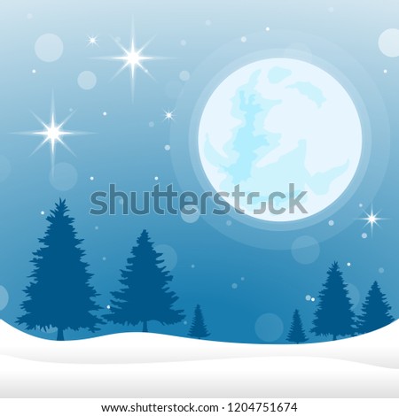 Vector illustration: Winter scene with snowy landscape. background. EPS 10