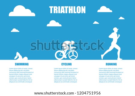 Vector symbol triathlon on a white background. Flat design. Swimming, cycling, running.
