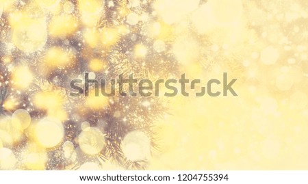 New Year or Christmas background with Christmas tree and colorful bokeh lights, selective focus