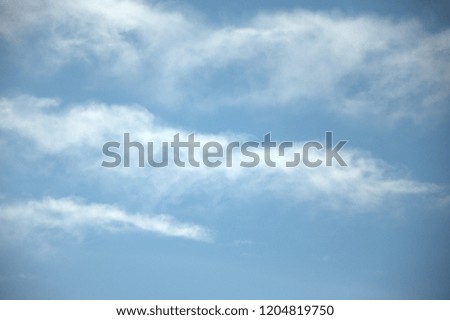 Blue clear sky and white cirrus clouds. The picture was taken on a clear autumn day, in good weather.

