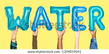 Hands showing water balloons word