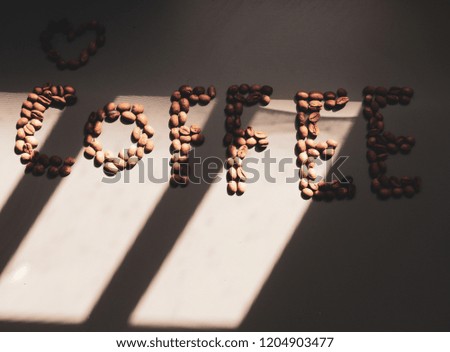 roasted coffee beans with heart