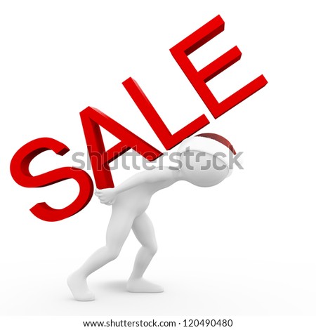 Man with the Sale Inscription Royalty-Free Stock Photo #120490480