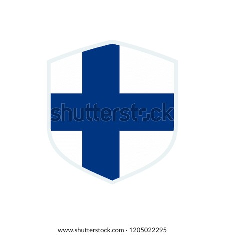 Finland flag. Finland shield flag.