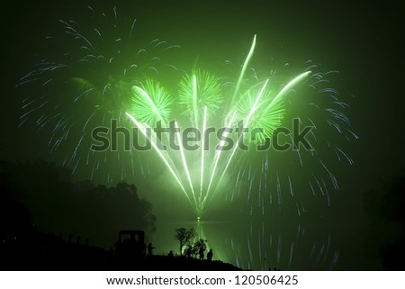 Firework show on the lake