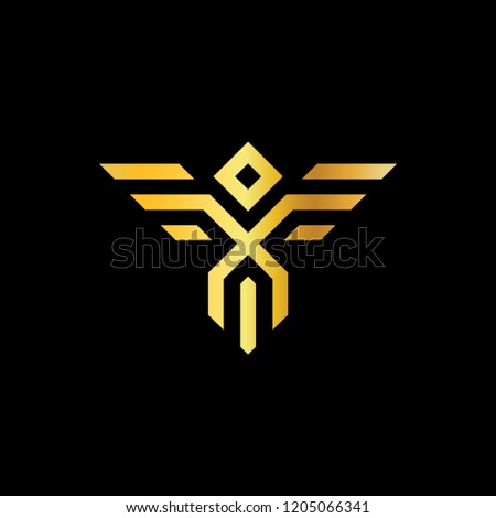 Mythical Bird Gold Monoline Icon Logo