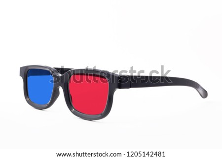 3d glasses on a white background isolated. glasses rotated to the left.
