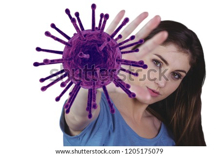 Digital composite of women stopping flu virus