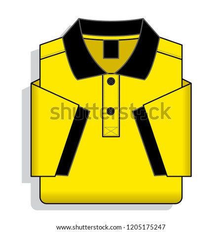 Yellow Polo Shirt Fold Packing 
: Black Collar and Cuff