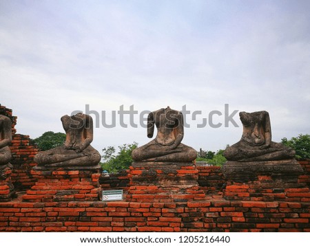 Buddha ruined in Ayutthaya , Thailand