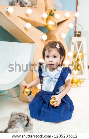  merry christmas image, little cute girl in christmas background