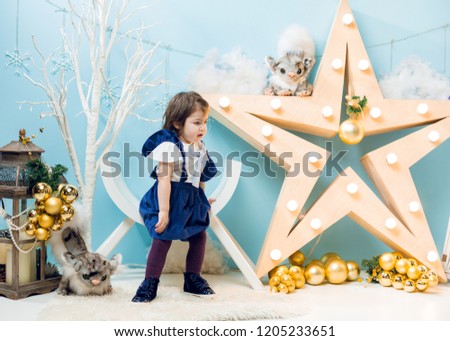  merry christmas image, little cute girl in christmas background