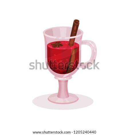 Mulled wine with spices vector Illustration on a white background