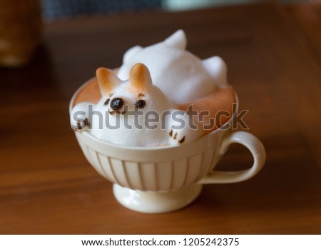 Making milk foam to animal shape called 3D latte art