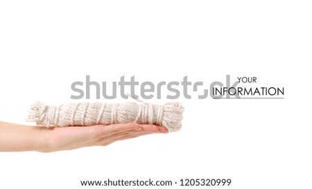 Linen rope in hand pattern on white background isolation