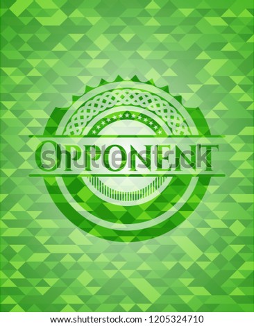 Opponent green emblem with mosaic background