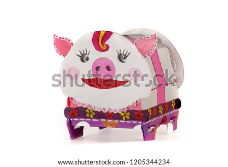 Pink piggybank on a white background on a white background