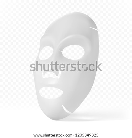 Facial sheet mask on transparent background. Vector illustration