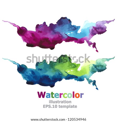 Abstract Ultraviolet and Blue stripe paint : illustration watercolors EPS.10 vector Royalty-Free Stock Photo #120534946