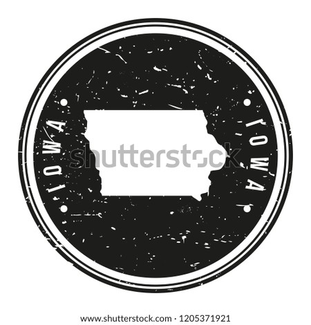 Iowa Map Symbol Round Design Stamp Travel and Business