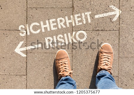 decision with german text Sicherheit Risiko, in english safety risk
