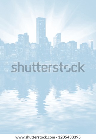 Light blue image of Manhattan skyline, New York City