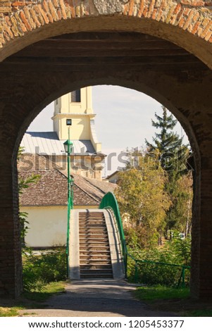 An old bridge leading from the medieval fortress to the modern district of Bac, Serbia