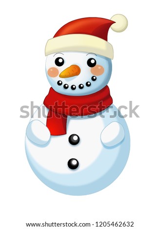 Happy cartoon snowmen - smiling and watching - isolated on white background - vector illustration for children