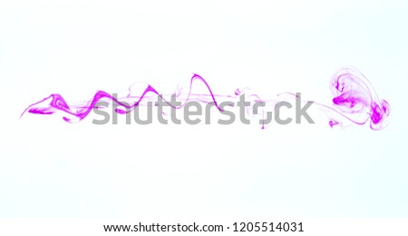 Velvet ink in water on a white background. Abstract purple watercolour paint splash background.