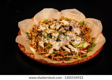Asian cuisine - Fried noodle with meat 