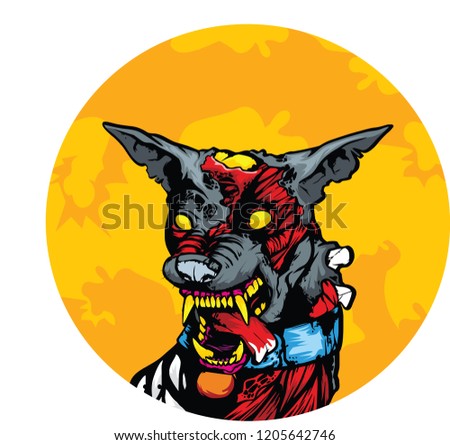 monster dog , halloween, Vector Illustration