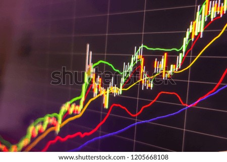 Stock market graph on LED screen background