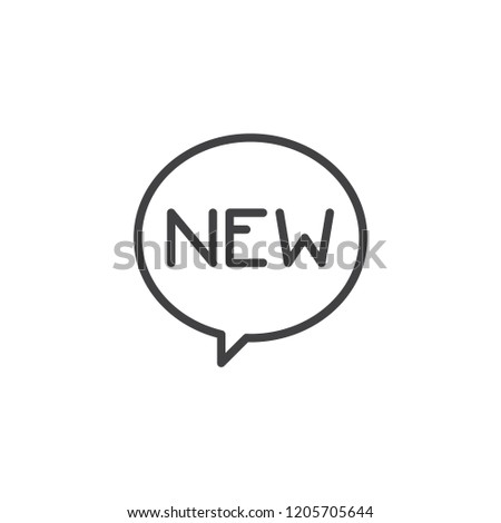 New collection message outline icon. linear style sign for mobile concept and web design. Promotion speech bubble simple line vector icon. Symbol, logo illustration. Pixel perfect vector graphics