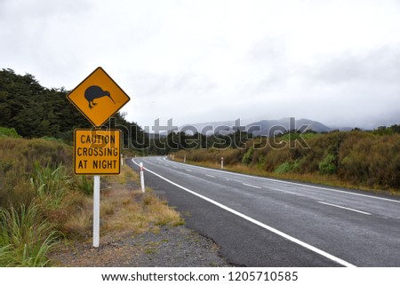 
kiwi sign in new zealand nature