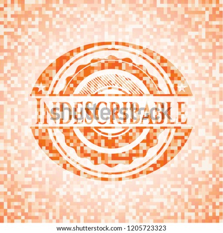 Indescribable abstract orange mosaic emblem with background