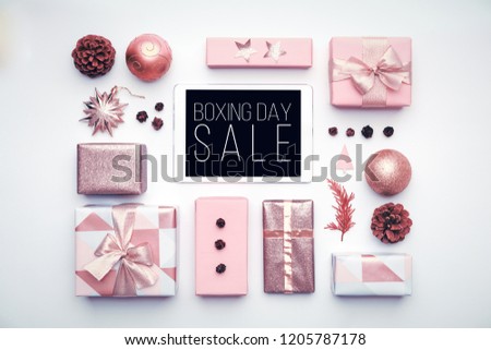 Boxing Day Sale Background. Online Shopping, Christmas Sale Concept.
