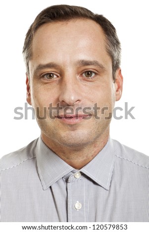 portrait of adult man, isolated on white background