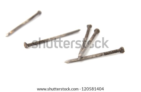 old nail on white background