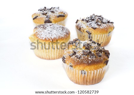 Some chocolate muffins isoled in white background