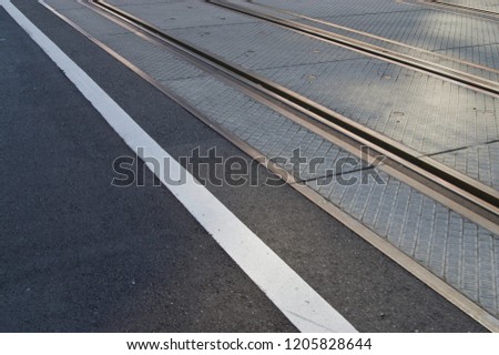 Track of the streetcar of Osaka in Japan.
