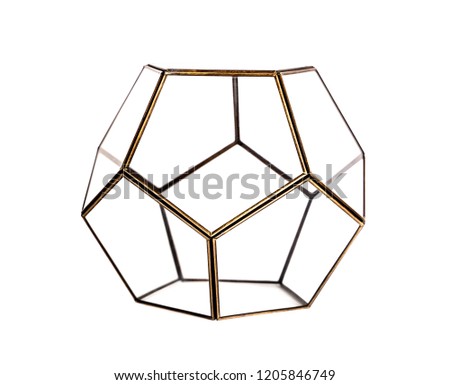Abstract shape, dodecagon. Glass Terrarium on white background