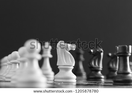 Chess photographed on a chessboard Royalty-Free Stock Photo #1205878780