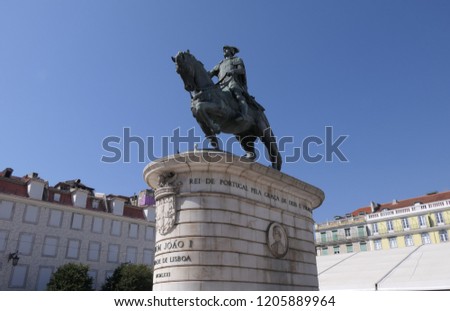 Statue of King John I in the centre of Lisbon (Praca da Figueira) Portugal