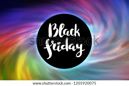 Light Multicolor vector template with a black hole, space. Colorful illustration of a black hole on a starry backdrop. Backdrop for super sales on Black Friday.